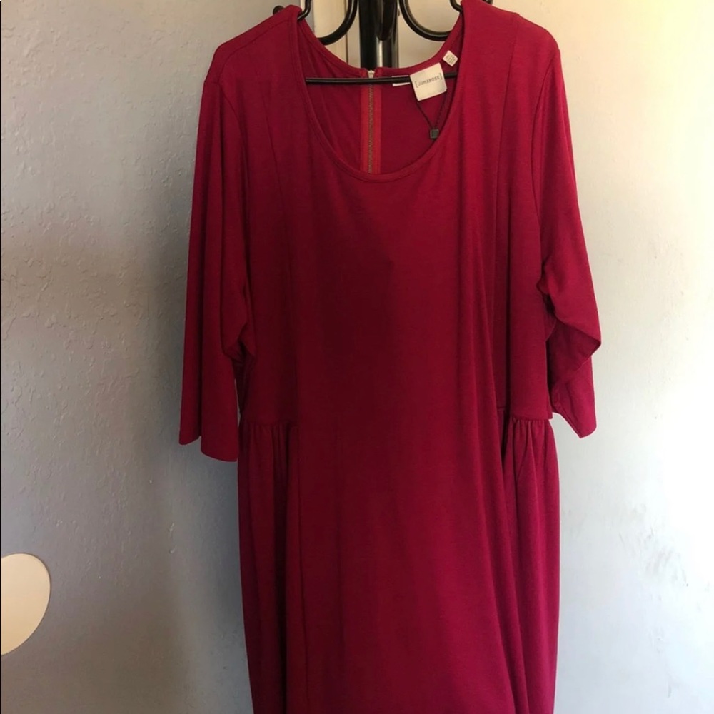 Burgundy 1/4 inch sleeve dress, plus size
